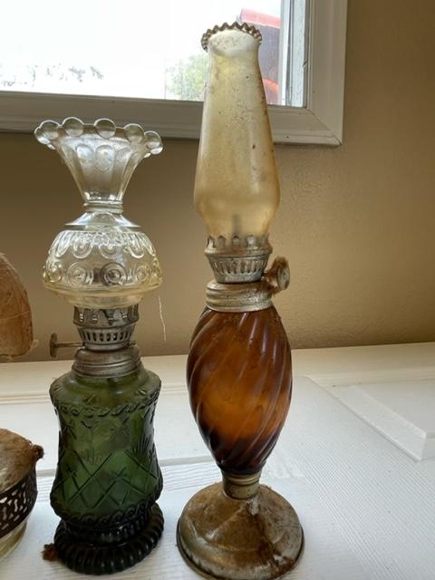 3 oil lamps and 3 globes