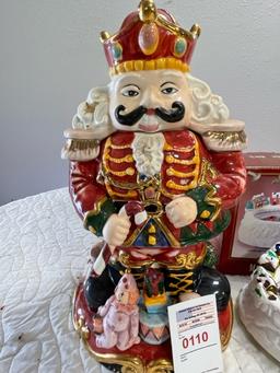 Christmas cookie jar and musical Santa