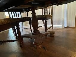 Wood table with 2 inserts 4 matching chairs