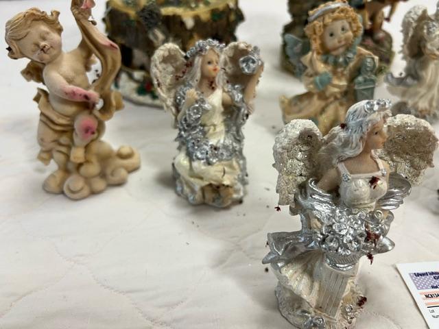 Angel lot - candle sticks, snow globe