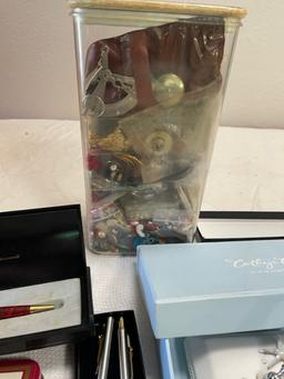 Misc lot - jewelry, ink pens, playing cards