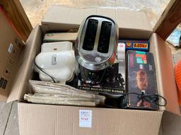 Box lot - toaster, small GF grill, blender,baked potato machine