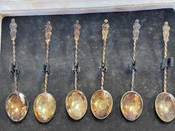 Small silver spoon set with case