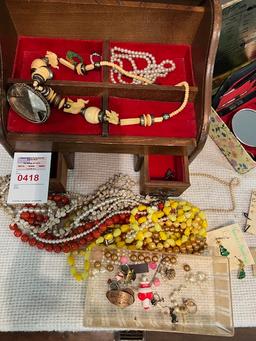 Vintage Carved Elephant necklace, other costume vintage necklaces , pins , bracelets