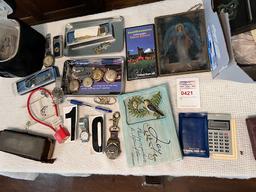 table lot of miscellaneous items antiques