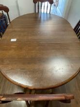 Wood table with 2 inserts 4 matching chairs