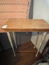 Tall end table with wormy chestnut top
