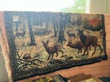 Vintage Hanging Tapestry Deer Wall Art Fabric wildlife