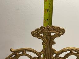 Antique Decor 18" 1/2" tall Large  Scales Of Justice Brass And Marble / Emerald Green glass