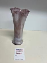 Bournique Glass Purple & White or Purple Slag Optic Vase Vintage