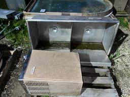 stainless double sink and water fountain