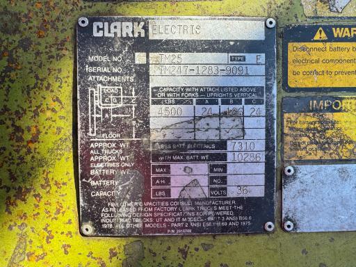 Electric Clark TM 25 Fork Lift