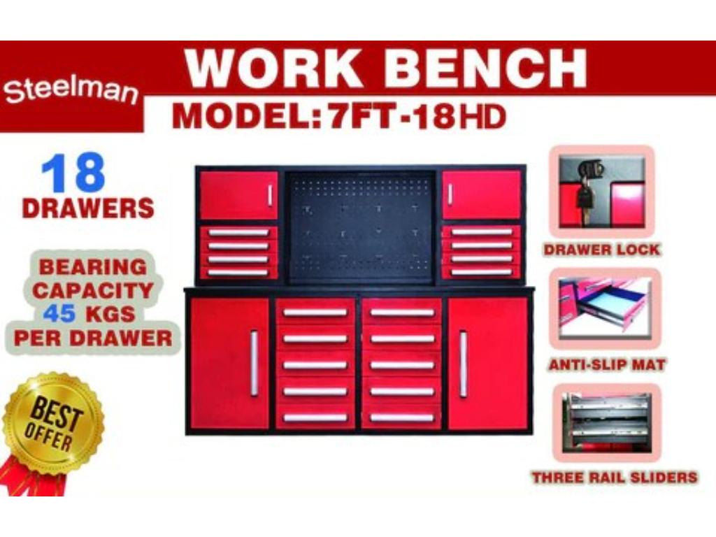 Steelman 7' 18 Drawer Toolbox Workbench w/ Upper