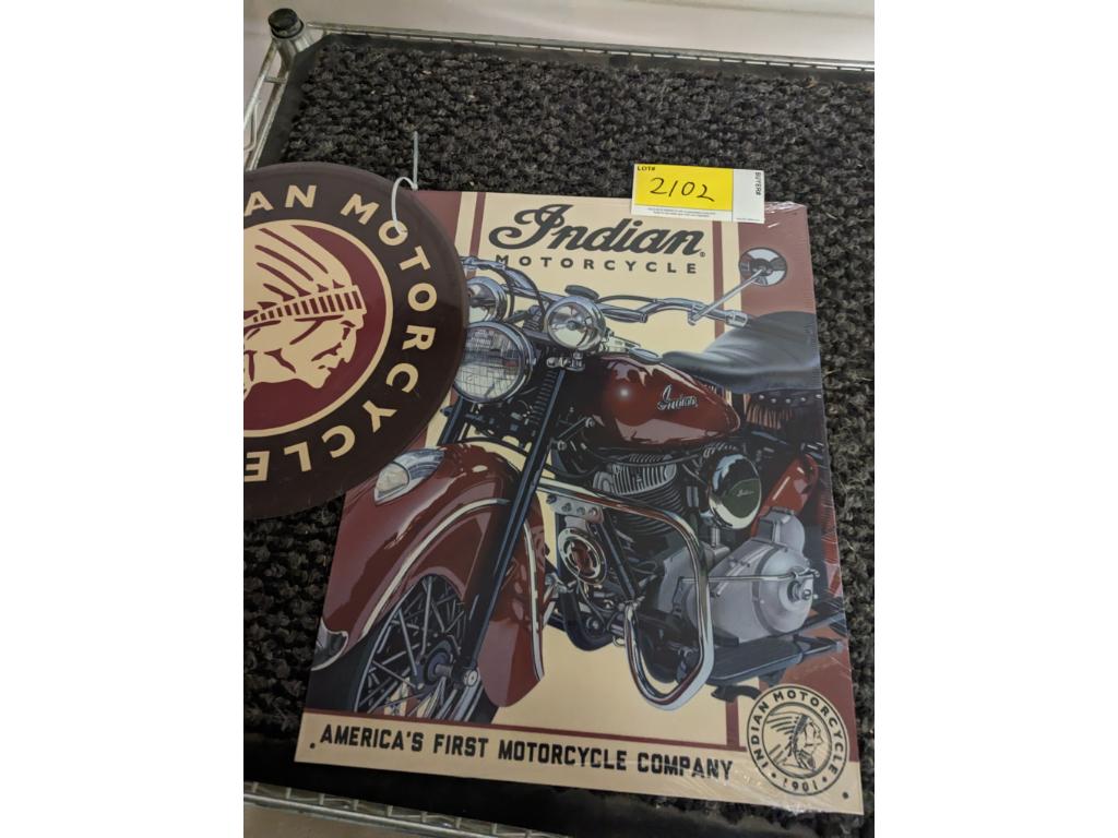 "2 Retro Vintage Signs" Indian Motorcyles