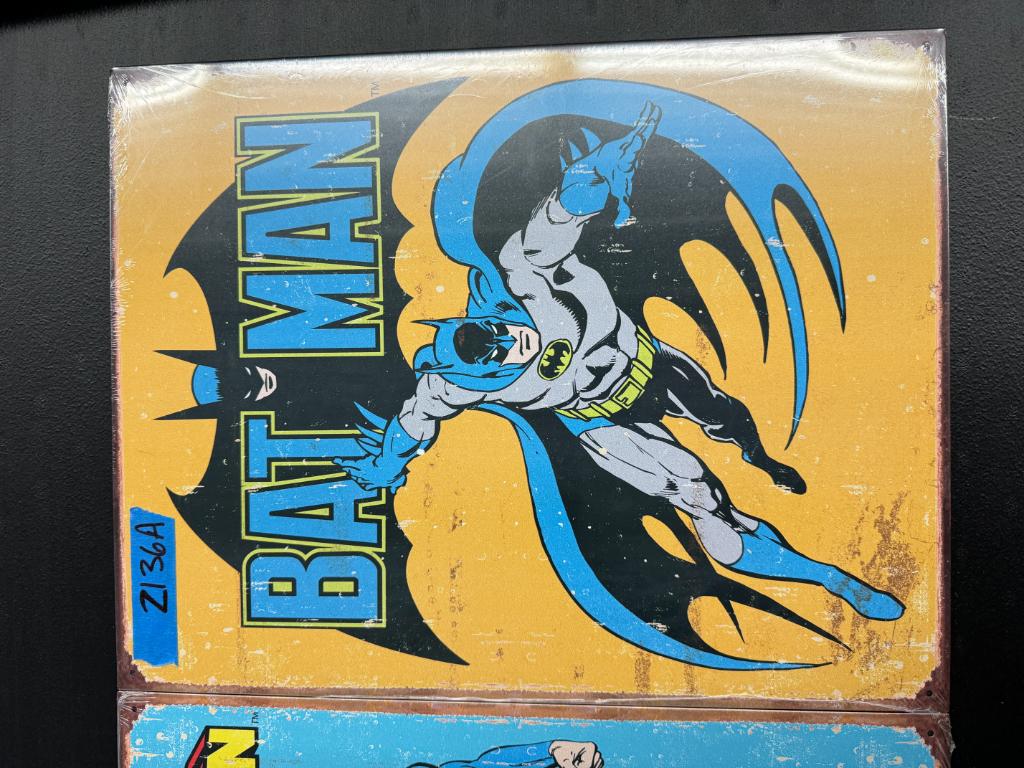 "2 Retro Vintage Signs" Superman & Batman