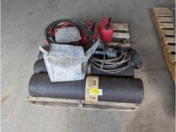 Coil Nail Gun, Roofing Felt, Gas Cans, Air Hose