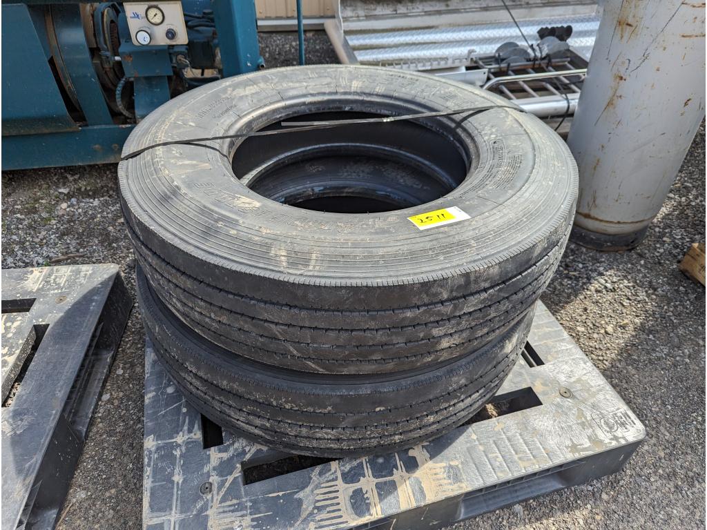 2 Bridgestone 11R22.5 Tires