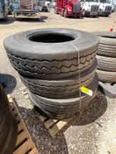 (4) Goodyear G751 MSA 12R22.5 commercial truck tires USED Virgin Tread Surplus Take Off