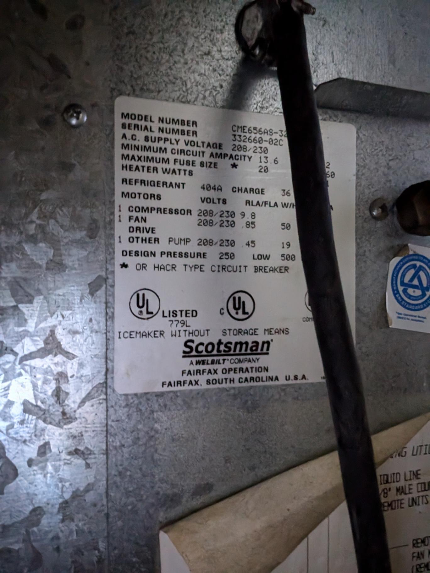 Scotsman CME656AS-32D Ice Maker