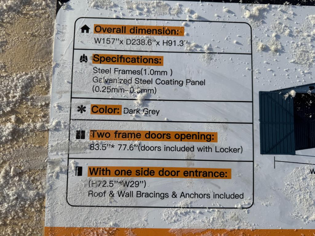 13' X 20' Unused Single Garage