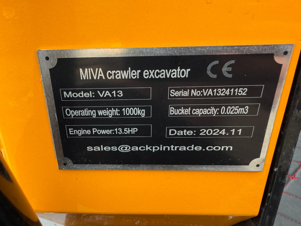 Miva VA13 Mini Excavator W/ Mechanical Thumb