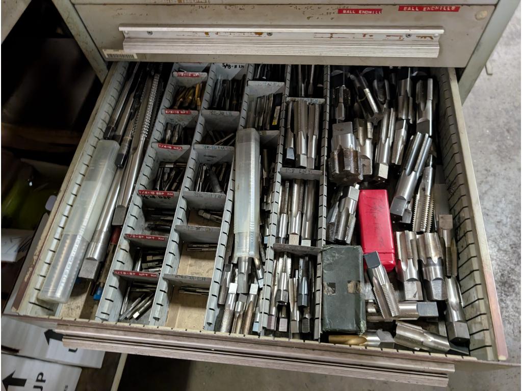 5' Tall Cabinet w/ Drill Bits, Taps, Radius Cutters, Endmills, Etc