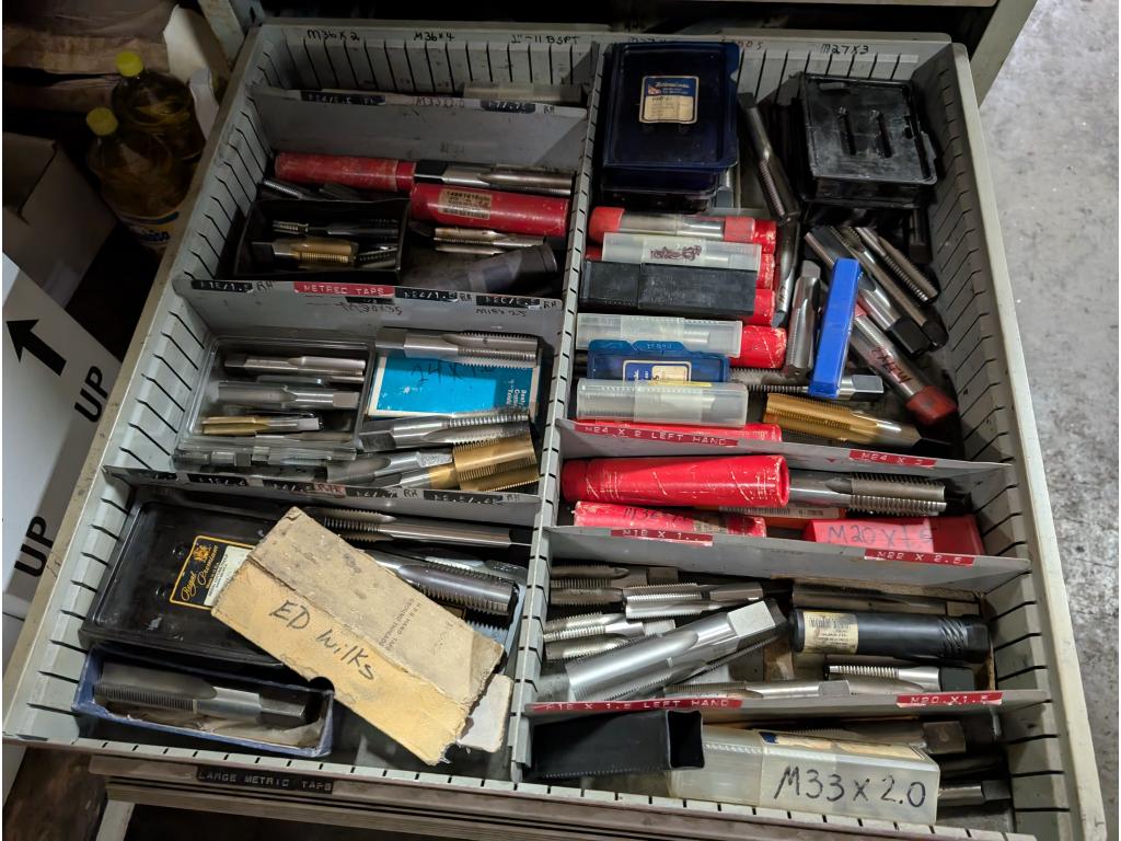 5' Tall Cabinet w/ Drill Bits, Taps, Radius Cutters, Endmills, Etc