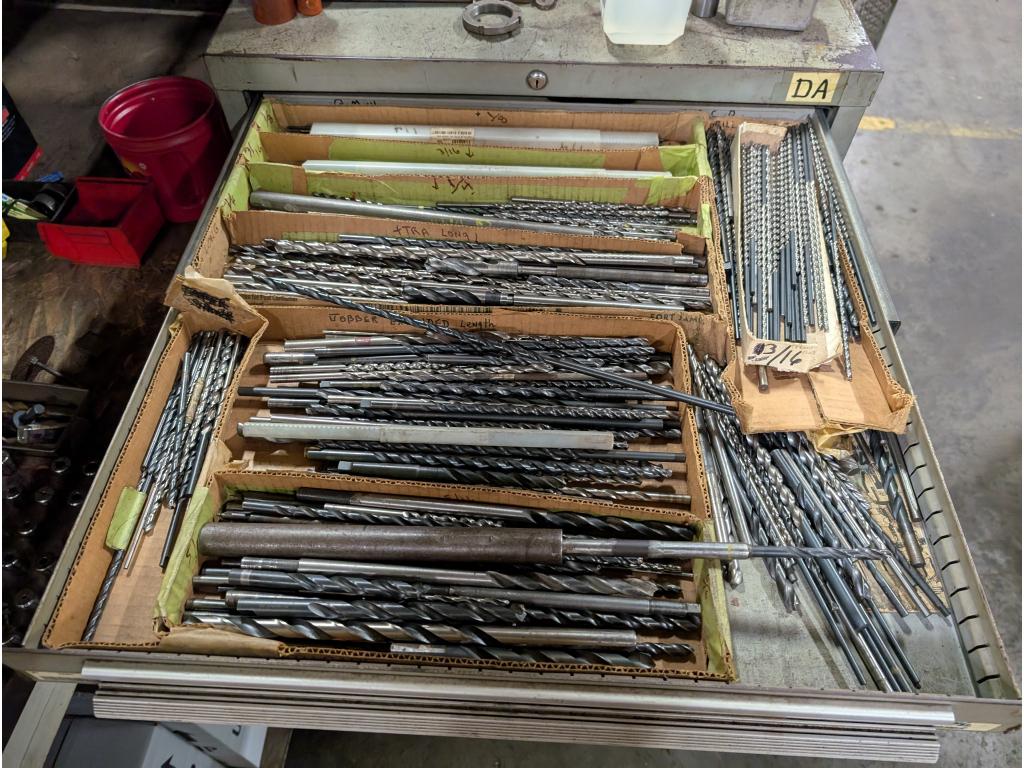 5' Tall Cabinet w/ Drill Bits, Taps, Radius Cutters, Endmills, Etc