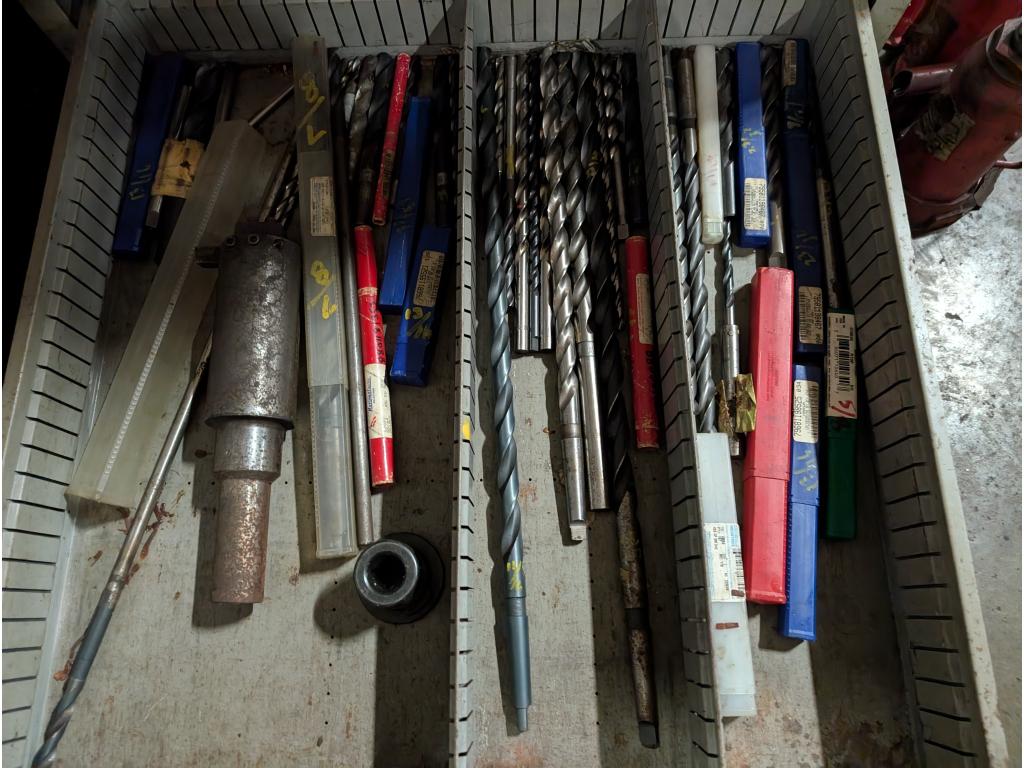 5' Tall Cabinet w/ Drill Bits, Taps, Radius Cutters, Endmills, Etc
