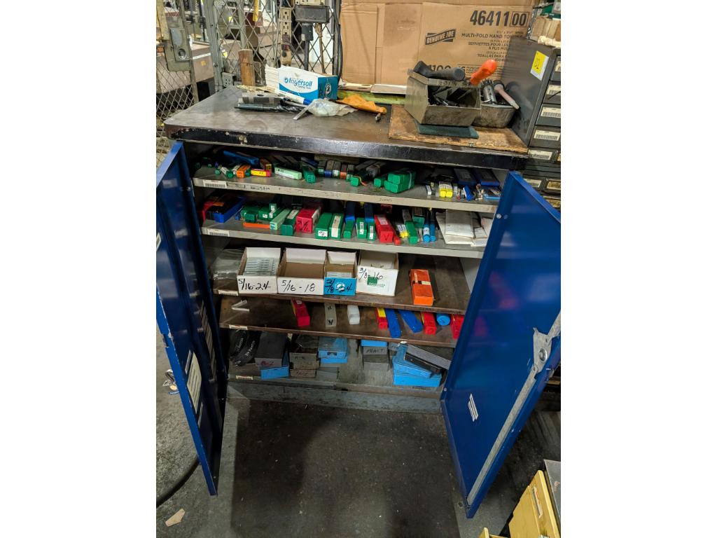 3' Wide Cabinet w/ Tooling, Mainly Jobber Drill Bits & Drill Bit Indexes