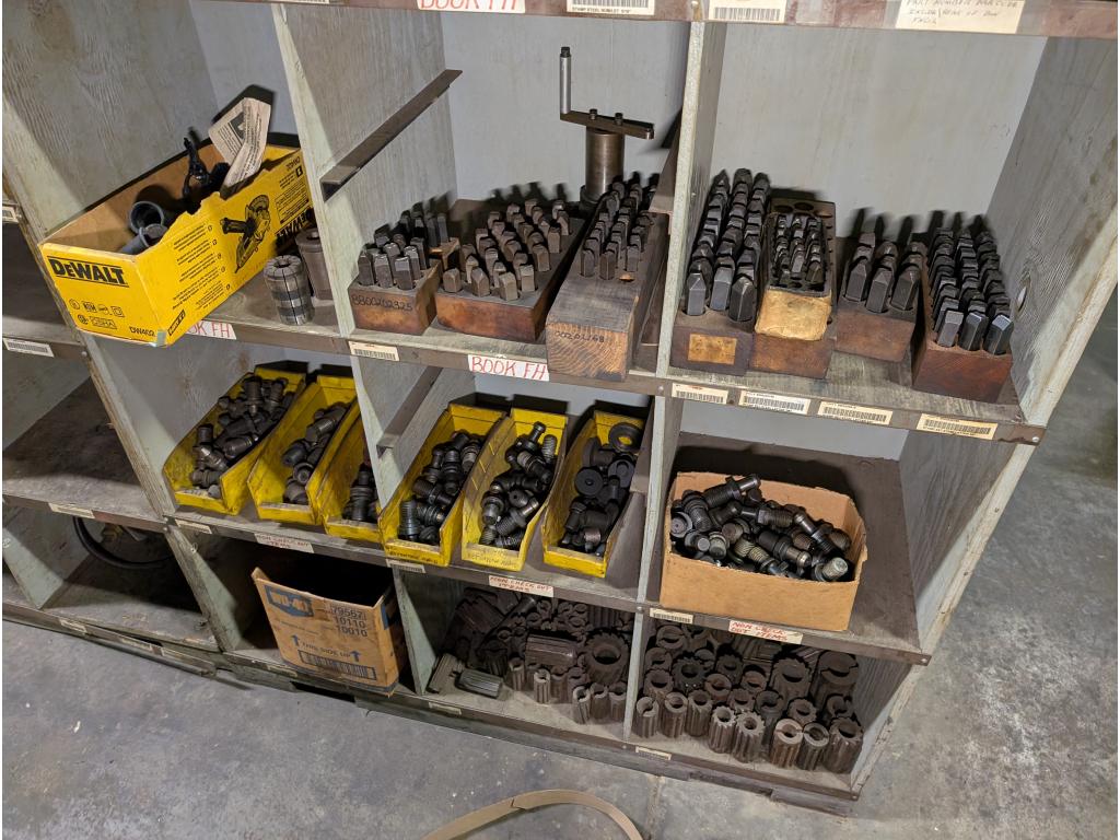 3 Shelves w/ Tools, Letter & Number Punches, Misc