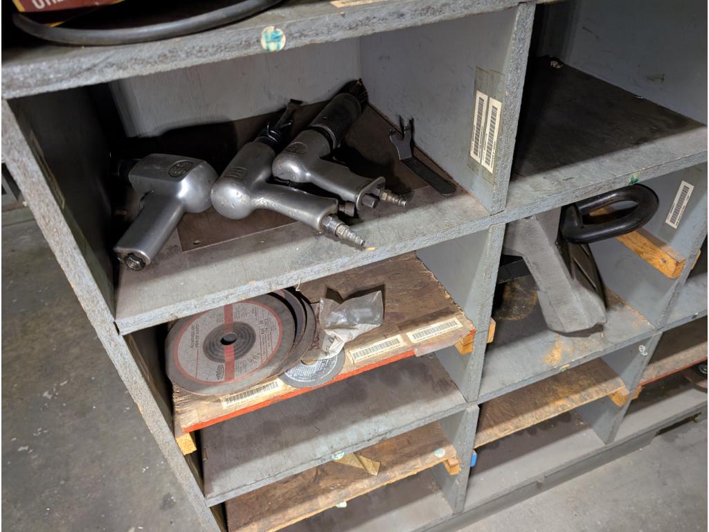 3 Shelves w/ Tools, Letter & Number Punches, Misc