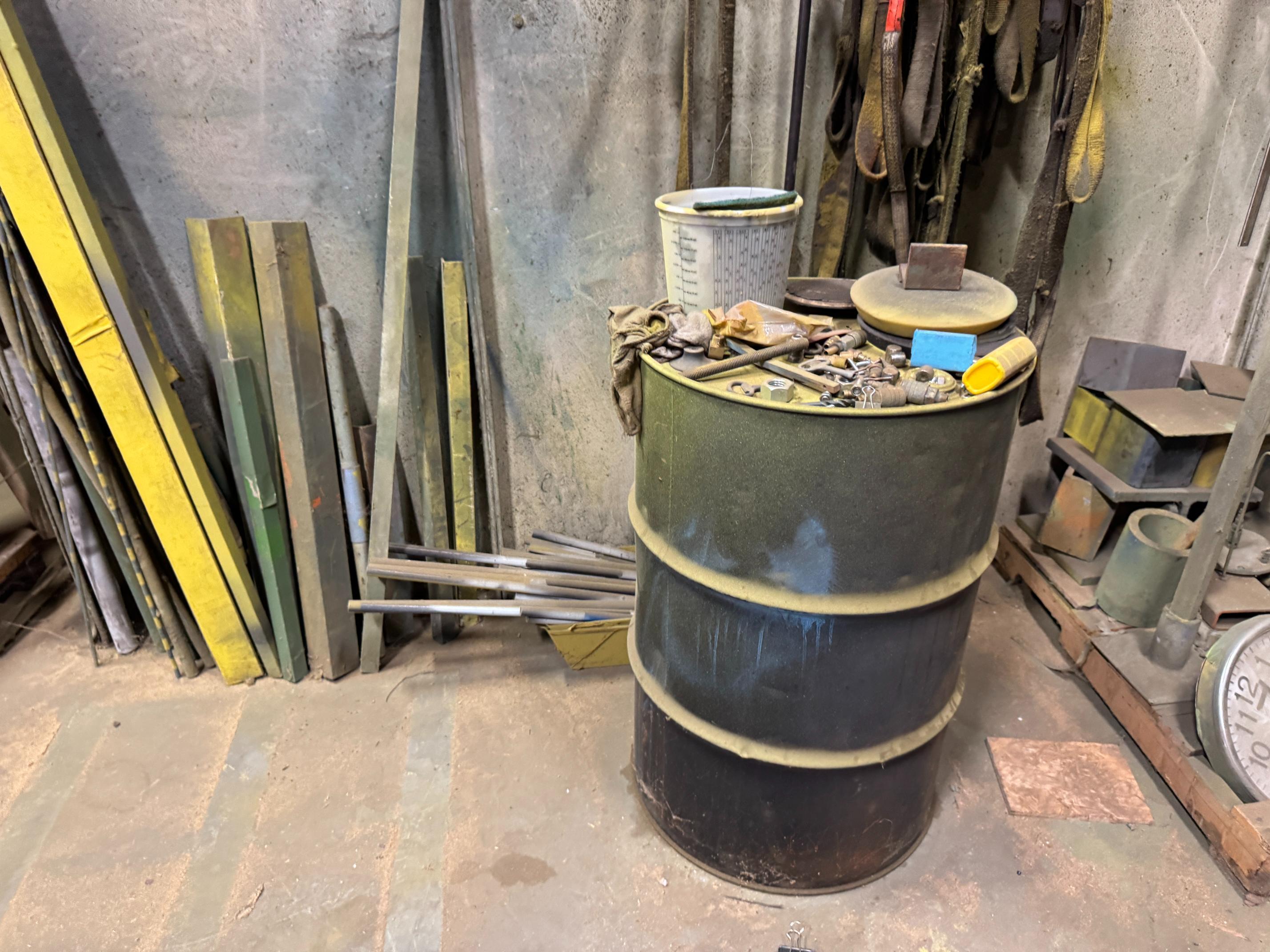 Various Lifting Straps, 55 Gal. Drum, Material & Misc.