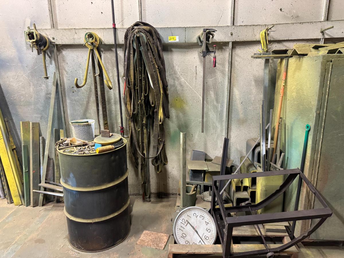 Various Lifting Straps, 55 Gal. Drum, Material & Misc.