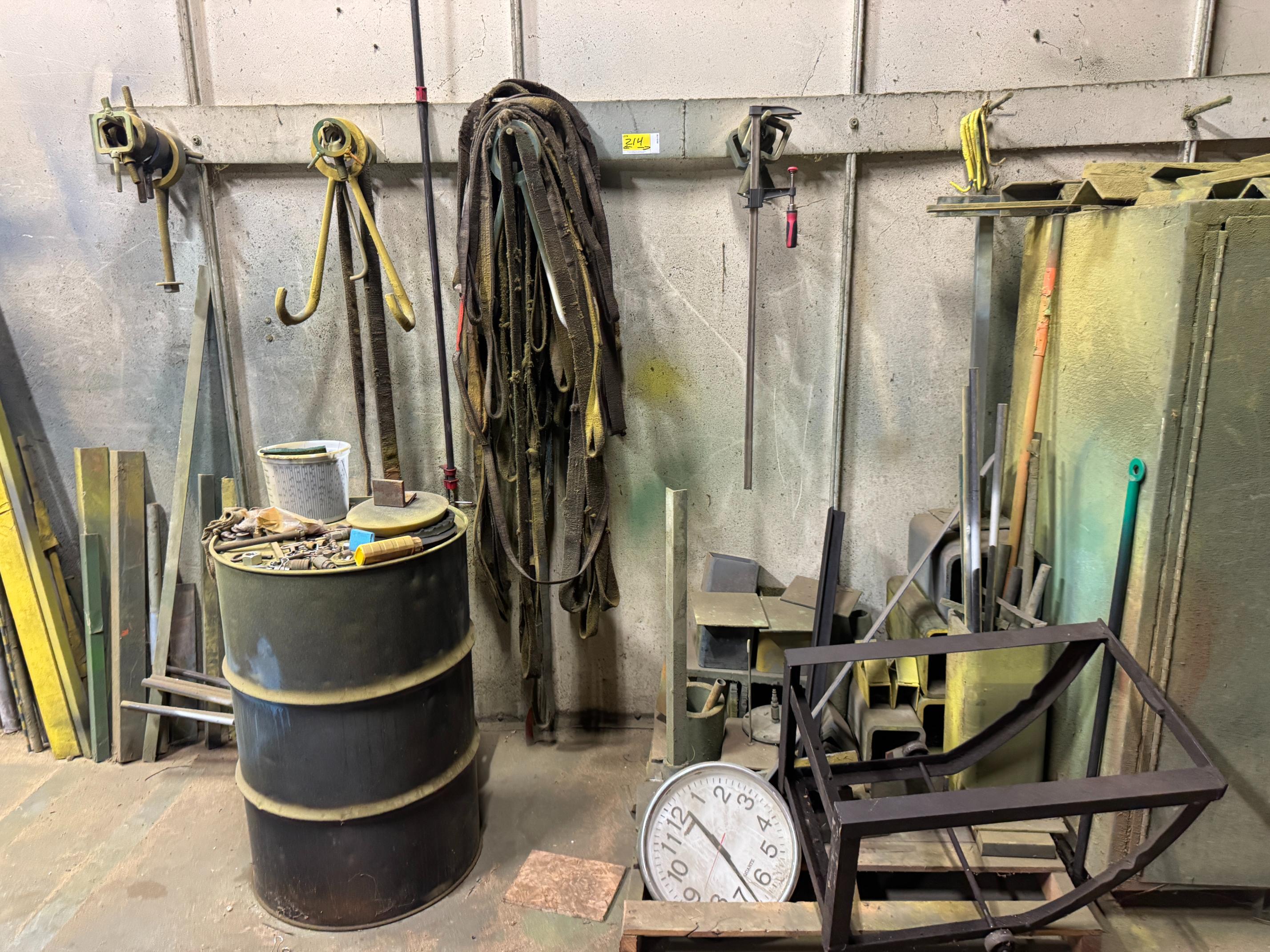Various Lifting Straps, 55 Gal. Drum, Material & Misc.