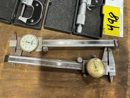 (2) 0-1" Micrometers, (2) Depth Measuring Tools & Tool Holder