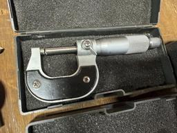 (2) 0-1" Micrometers, (2) Depth Measuring Tools & Tool Holder