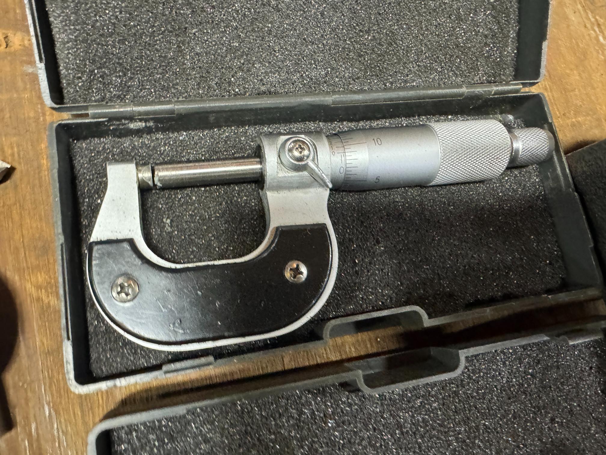(2) 0-1" Micrometers, (2) Depth Measuring Tools & Tool Holder