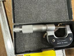 (2) 0-1" Micrometers, (2) Depth Measuring Tools & Tool Holder