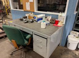 Office Desk & Chair W/ Contents