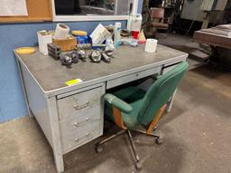 Office Desk & Chair W/ Contents