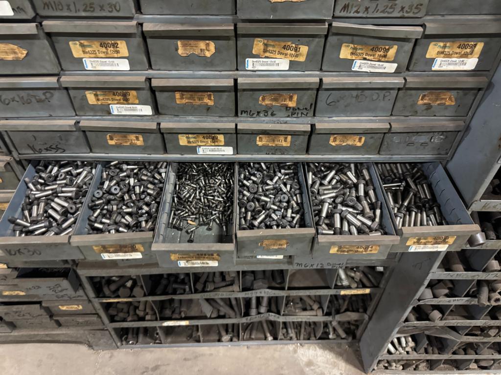 Hard Ware Storage W/ Various Dowels, Machine Screws & More