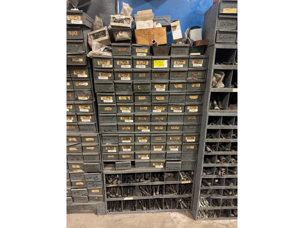 Hard Ware Storage W/ Various Dowels, Machine Screws & More
