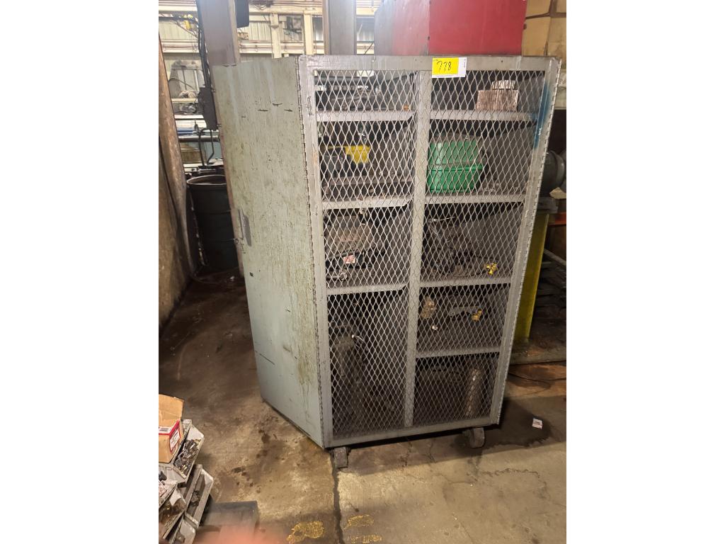 3' Rolling Cabinet/Shelf W/ Contents-Parts Organizer, Wrench & More