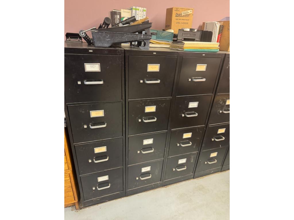 Contents of Room-(11) File Cabinets, 8' Conference Table, Shelf, Wood Drawers,