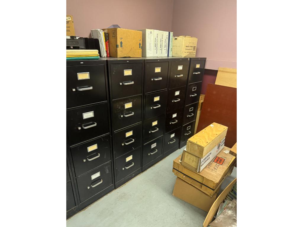 Contents of Room-(11) File Cabinets, 8' Conference Table, Shelf, Wood Drawers,
