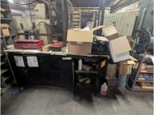 Cabinet w/ Milwaukee Portable Band Saw, Mitutoyo Caliper, Straps,