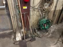 Shovel. brooms, Floor Scrapers, Hose Reel