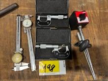 (2) 0-1" Micrometers, (2) Depth Measuring Tools & Tool Holder