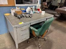 Office Desk & Chair W/ Contents